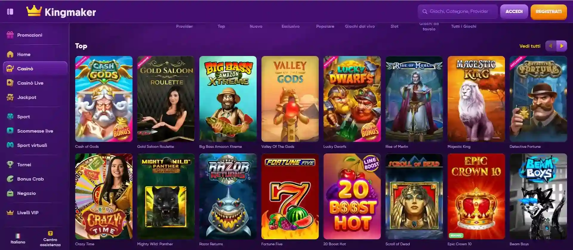 kingmaker casino giochi