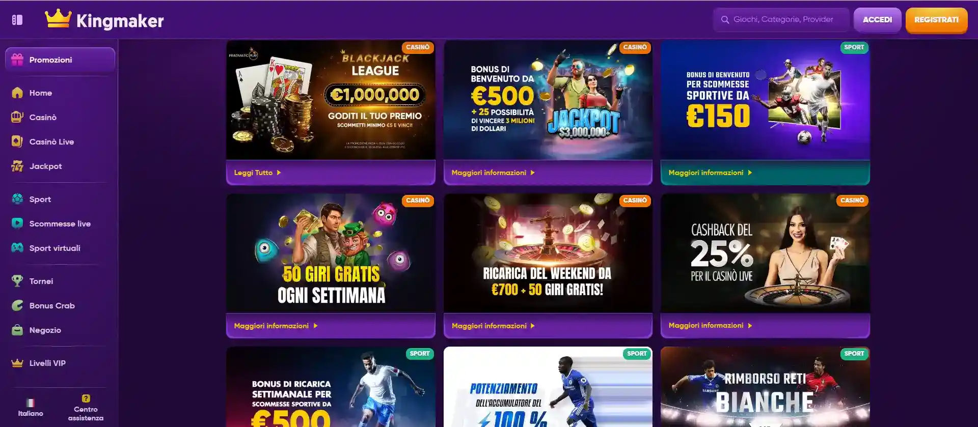 kingmaker casino promozioni