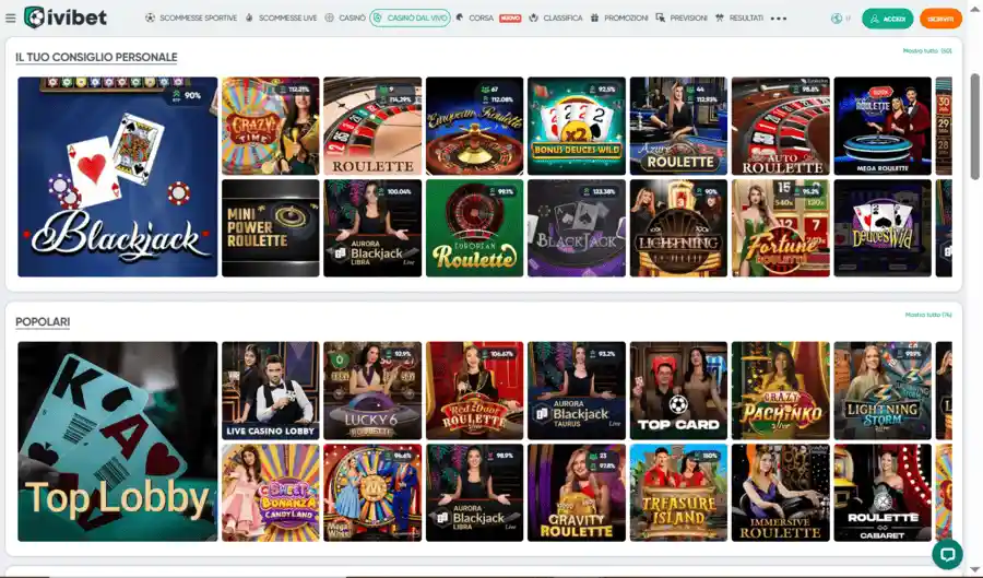 IviBet casino giochi dal vivo